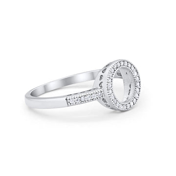 Open Circle Ring Round Simulated Cubic Zirconia 925 Sterling Silver